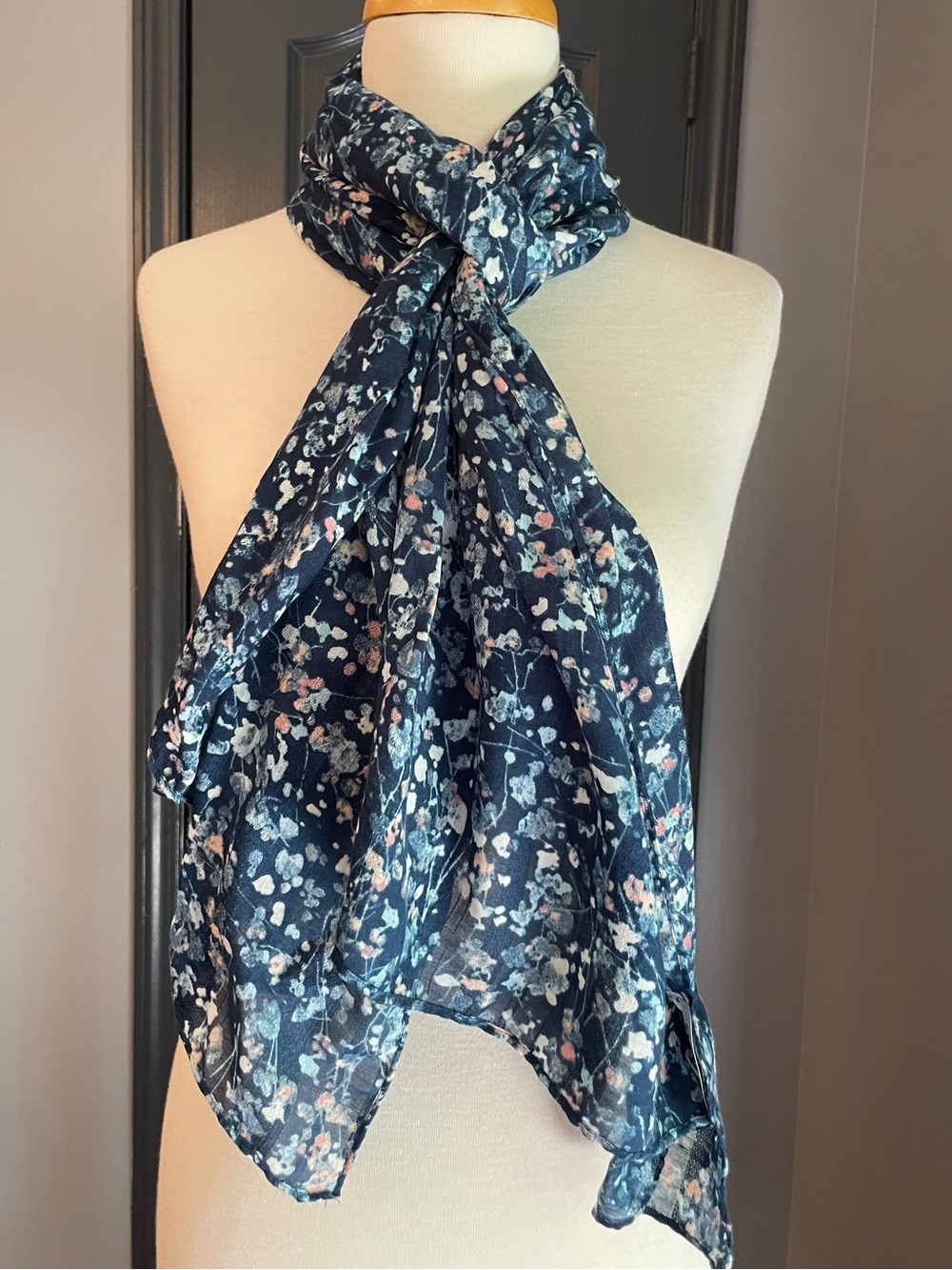 Orvis Floral Navy Lightweight Scarf